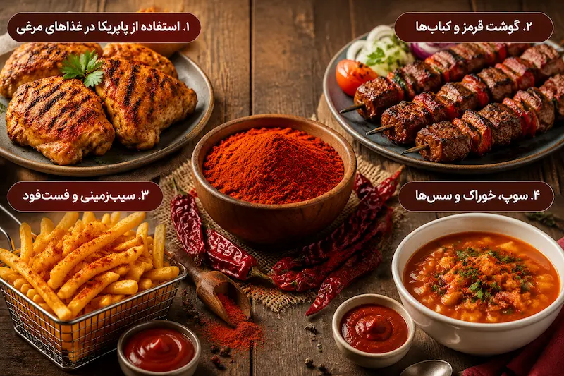 پاپریکا در انواع غذاها