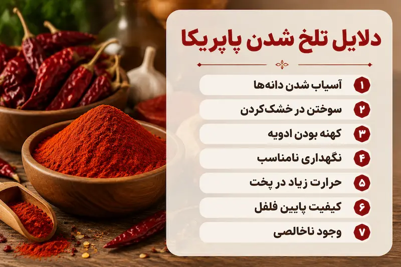 دلایل تلخ شدن پاپریکا