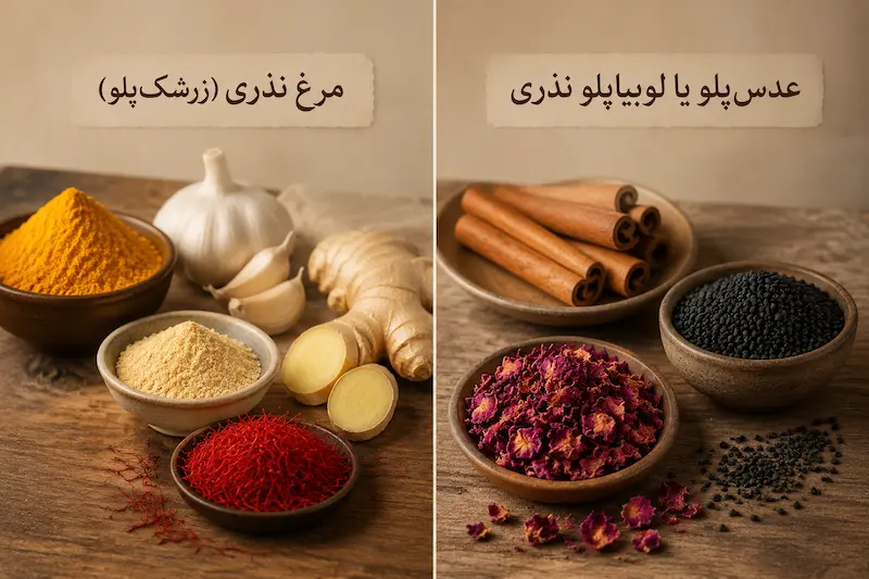 ادویه برای مرغ نذری (زرشکپلو) و عدسپلو یا لوبیاپلو