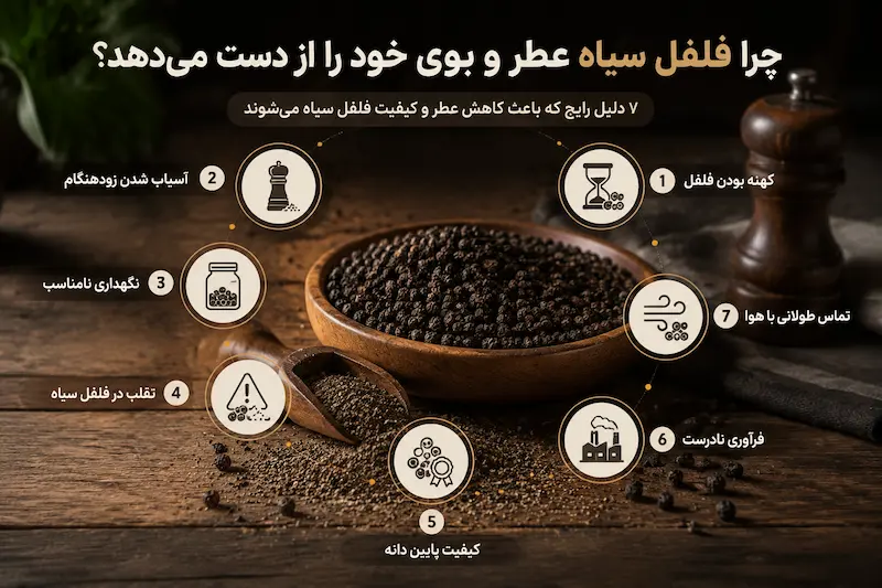 چرا فلفل سیاه عطر ندارد؟ (۷ دلیل اصلی)