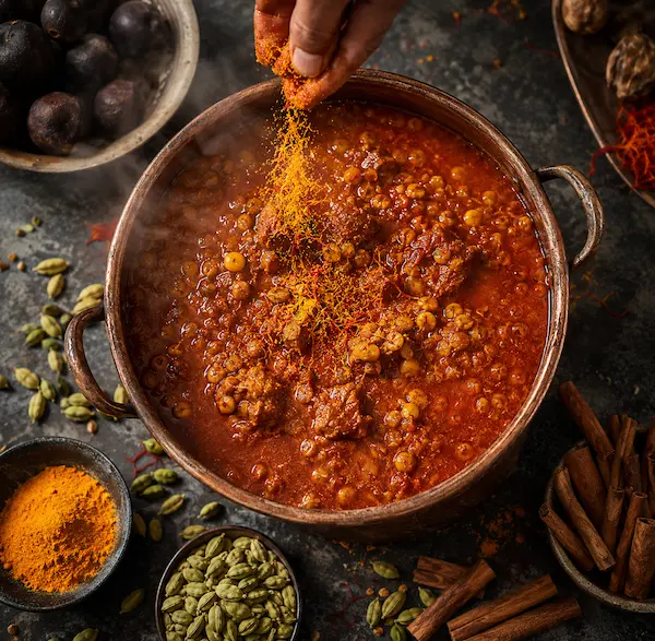 اضافه کردن ادویه خورش قیمه