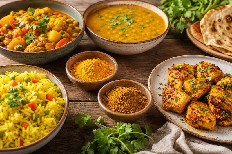 استفاده از ادویه کاری و زردچوبه در غذا 