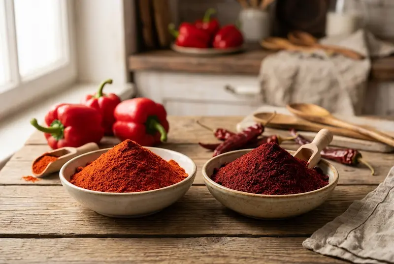مقایسه پاپریکا شیرین و پاپریکا تند