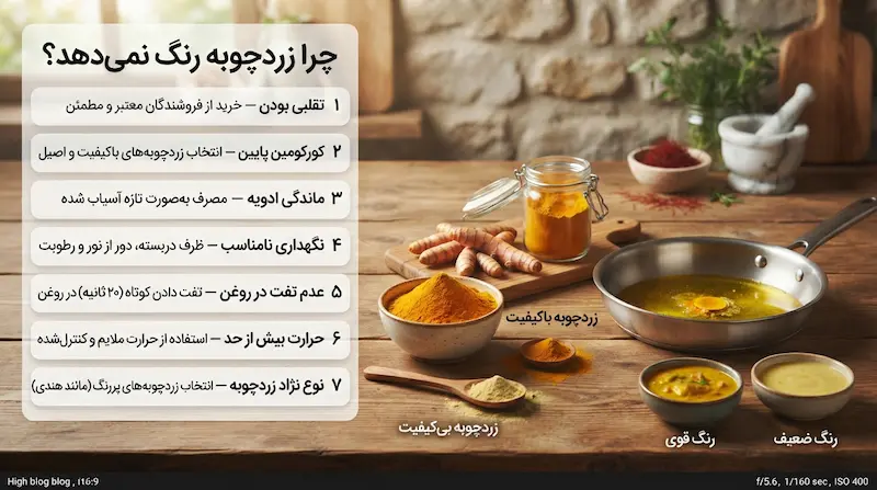 چرا زردچوبه رنگ نمی‌دهد؟