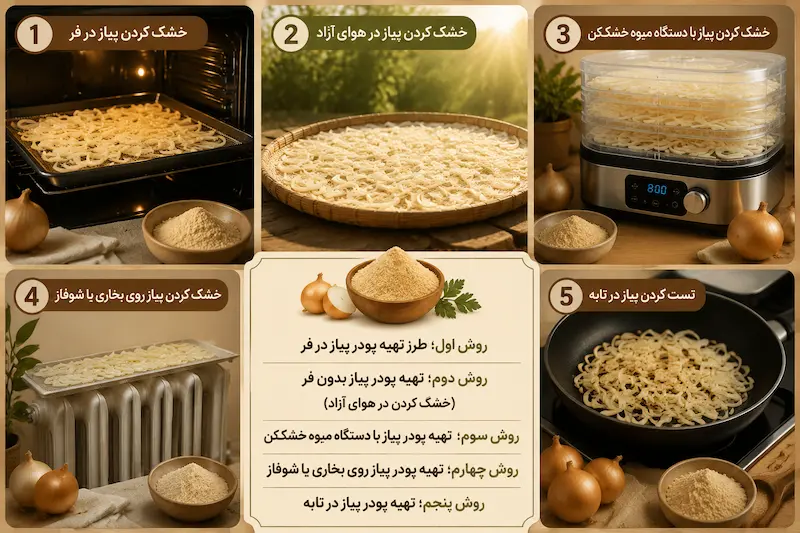 ۵ روش تهیه پودر پیاز خانگی