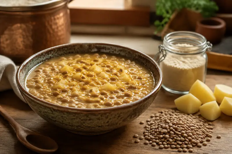 طرز تهیه عدسی با آرد و سیب‌زمینی