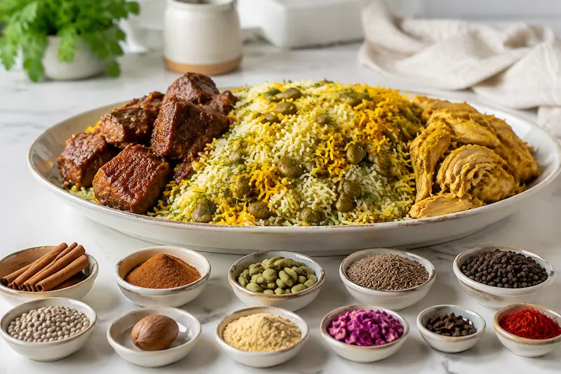  ادویه برای باقالی پلو با گوشت و مرغ