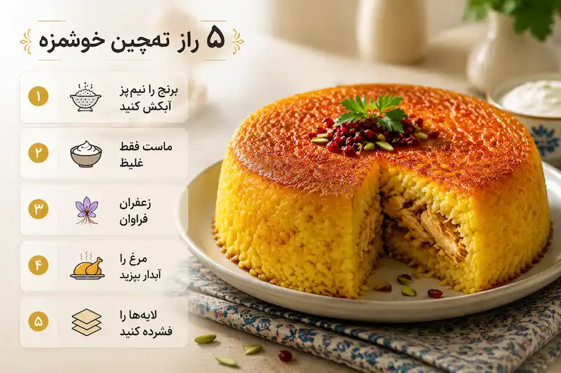 راز خوشمزه شدن ته چین